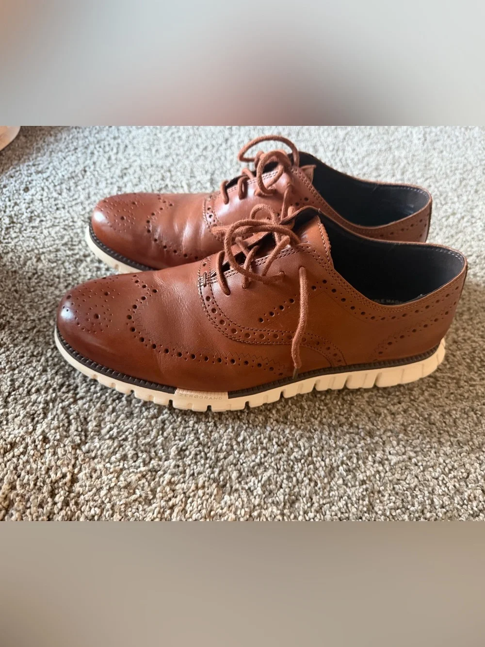 Cole Haan Cognac Leather Wingtip Derbys